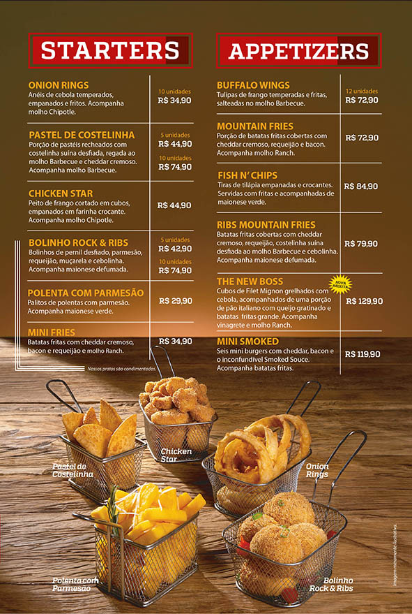 Aperitivos do cardápio oficial de Volta Redonda