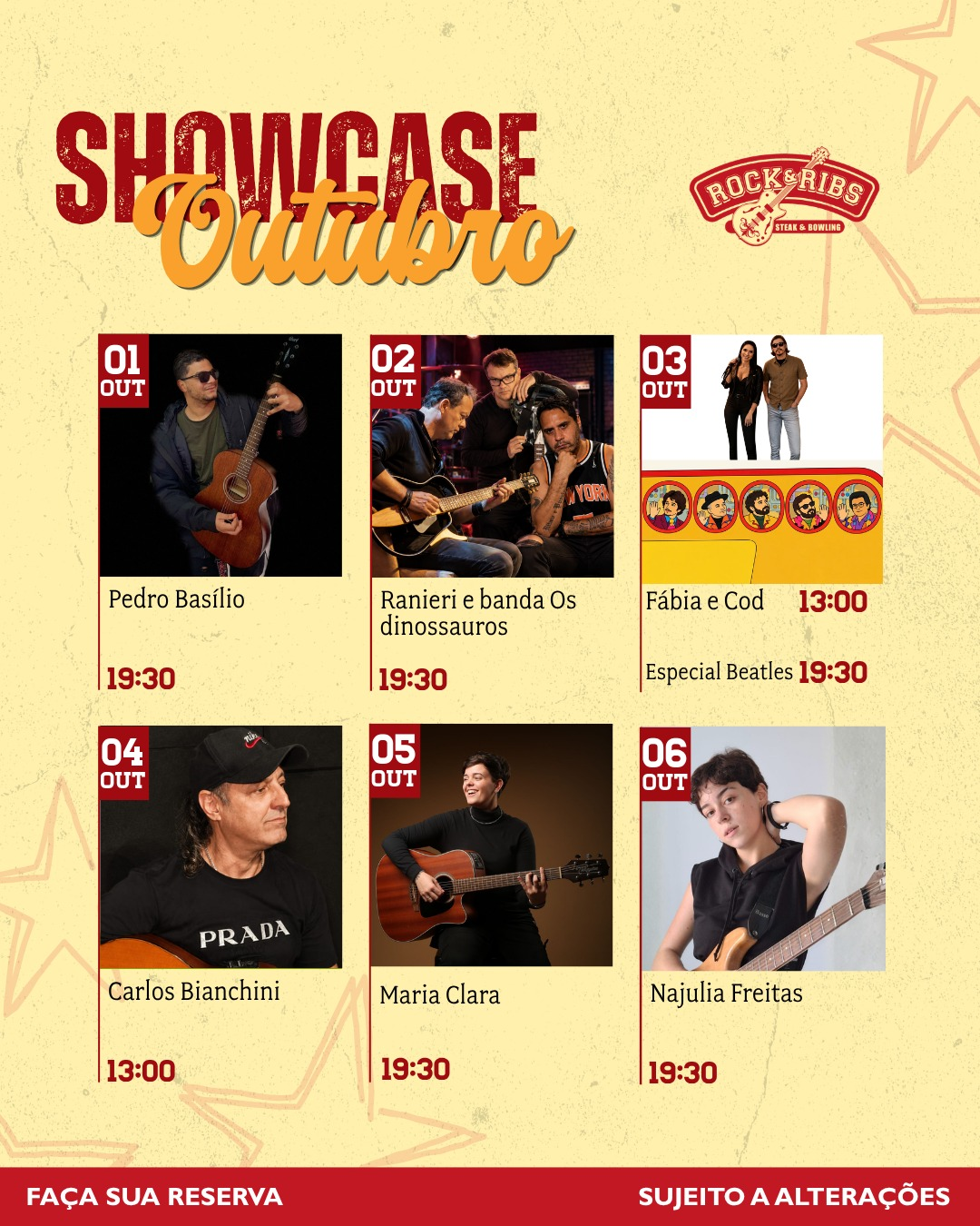 Programação do Rock & Ribs de 1 a 6 de outubro