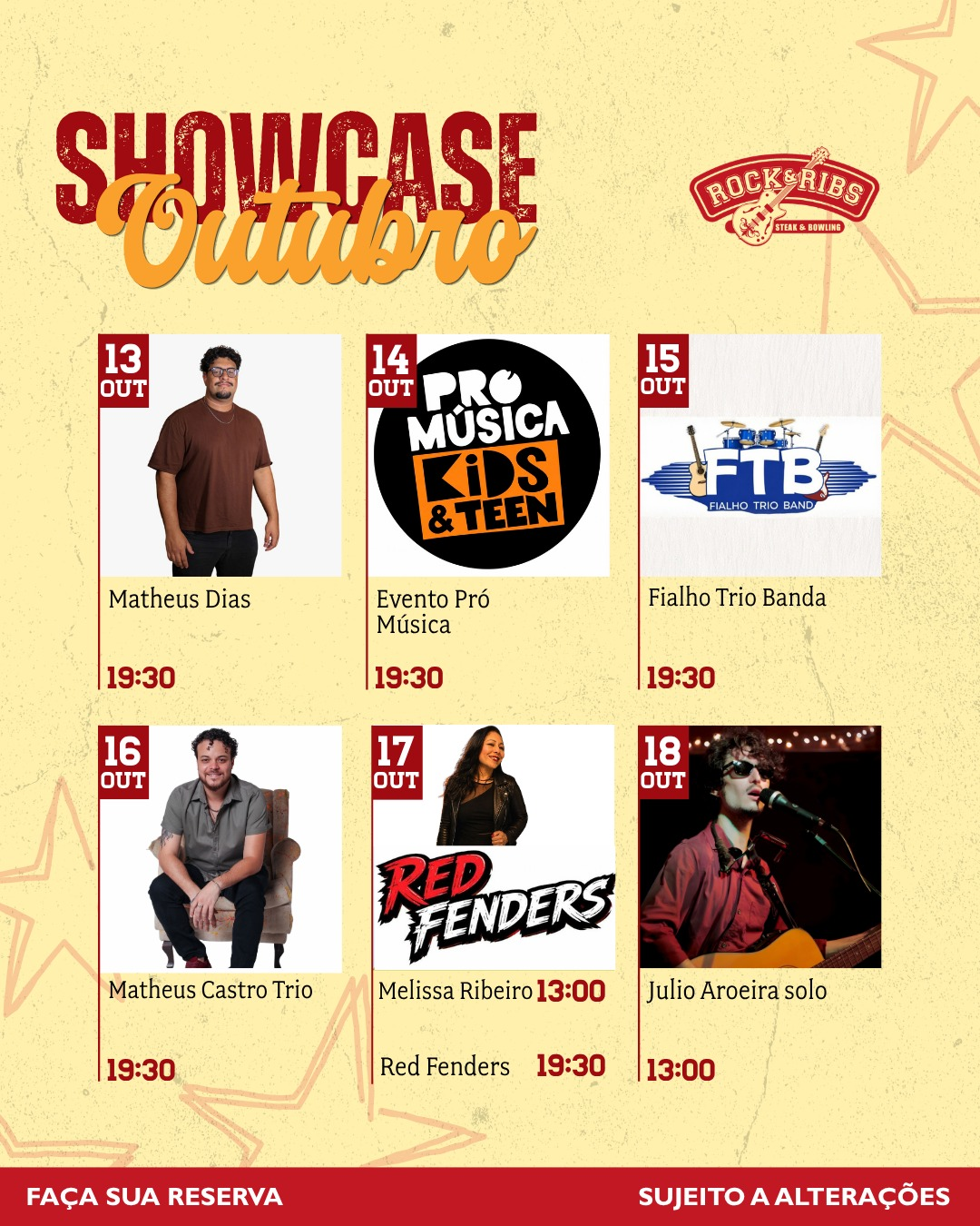 Programação do Rock & Ribs de 13 a 18 de outubro