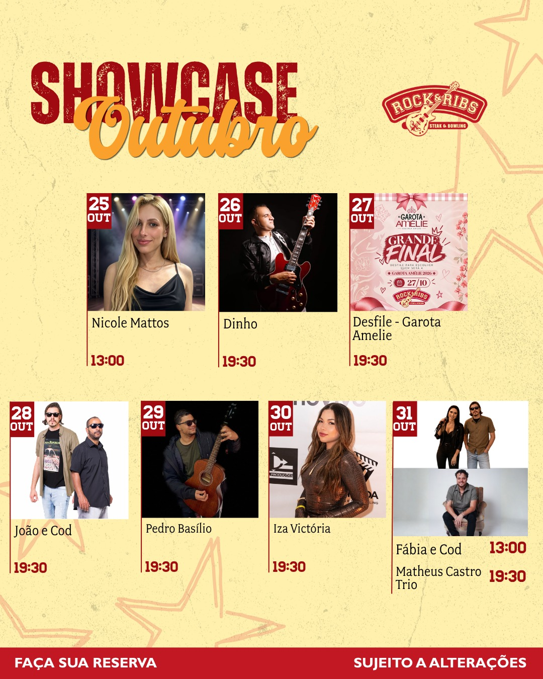 Programação do Rock & Ribs de 25 a 31 de outubro